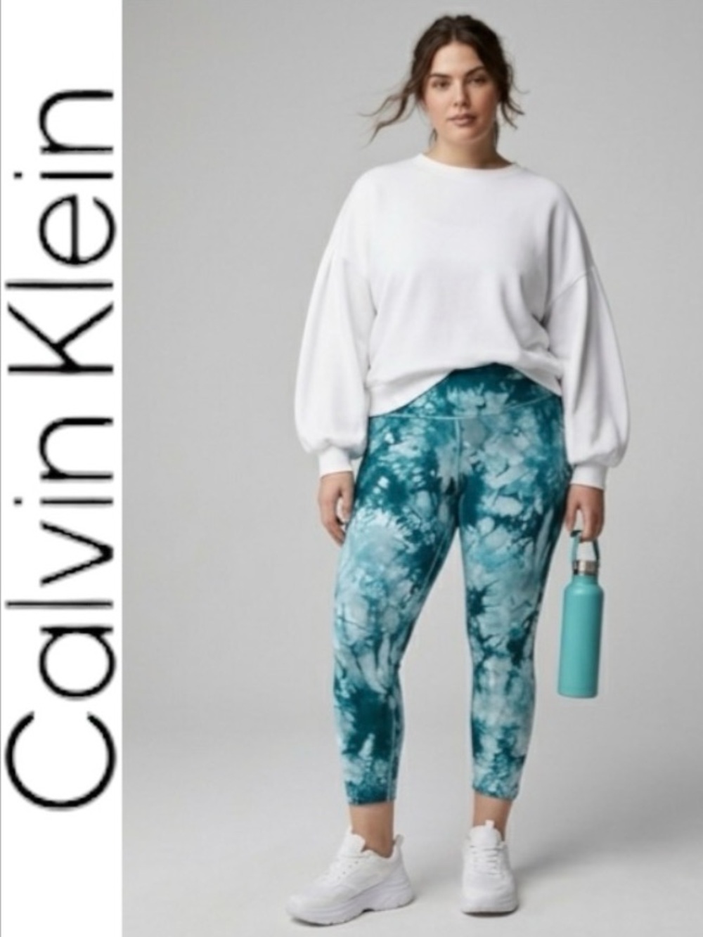3X Calvin Klein Cotton Rich Performance Athletic Plus Tie-Dye Leggings